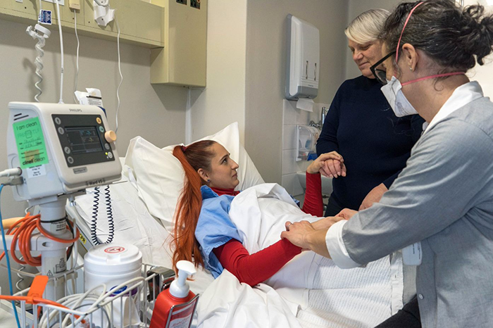 Patient in hospital bed