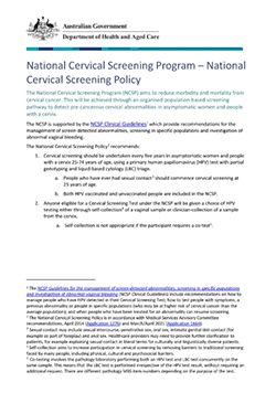 National cervical screening program - Policy
